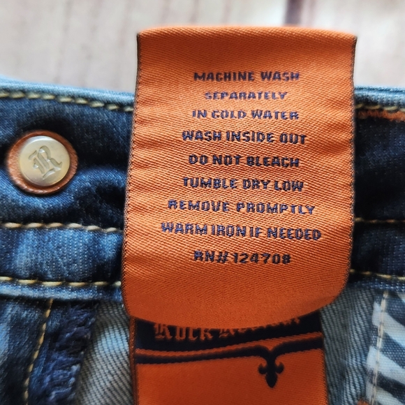 Rock Revival Buckle "Vivian" Low Rise Straight Leg Blue Jeans | Women's Size 28 - Picture 13 of 15